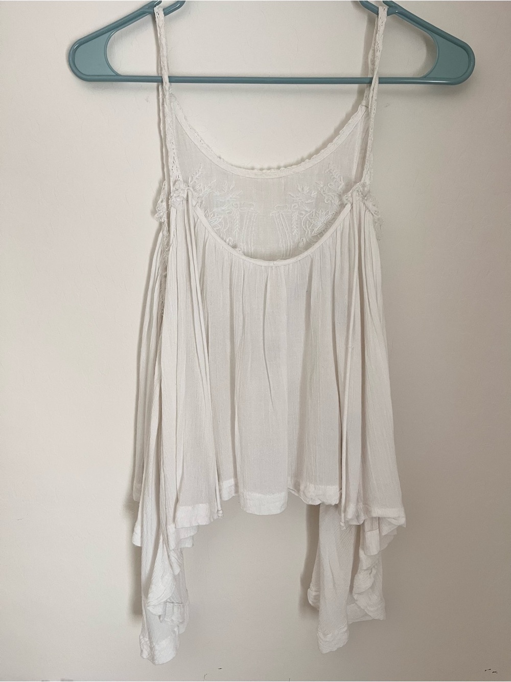 Free People White Boho Gauzy Spaghetti Strap Tank